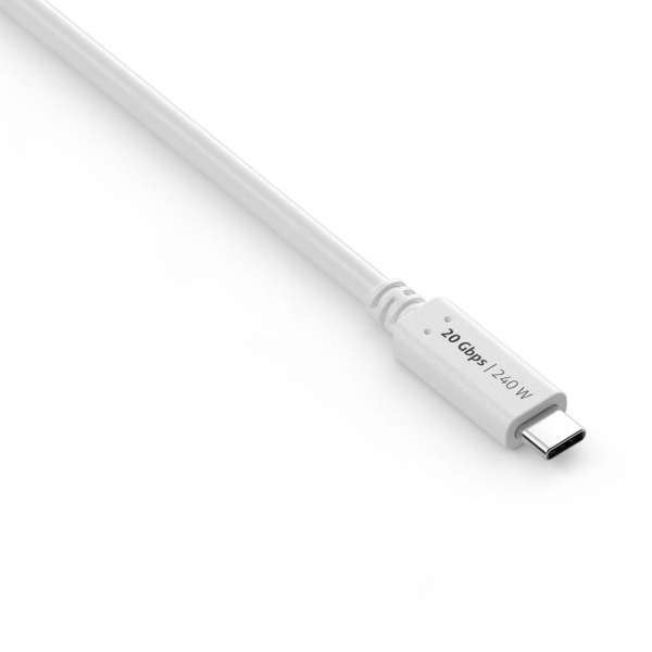 USB-C auf USB-C Kabel - USB4 Gen 2x2, 5A, EPR 240W, 20G, DP Alt Mode - iSerie - weiß - 0,50m