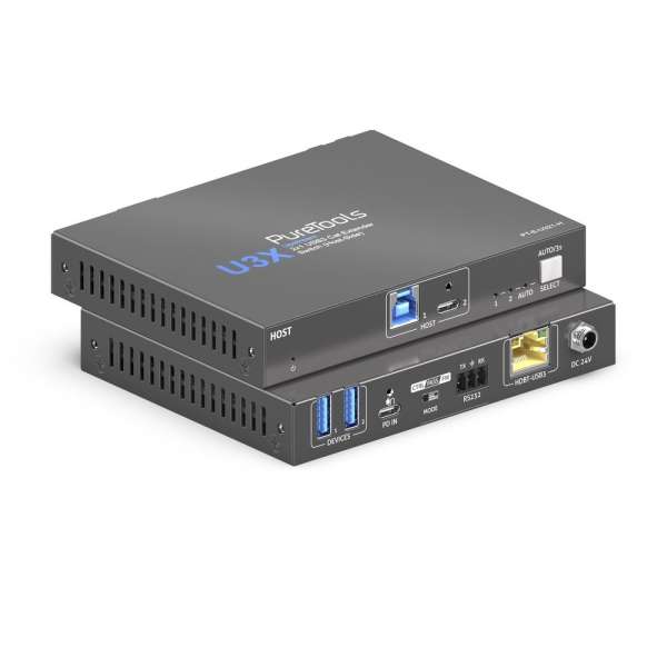 PureTools - 2x1 USB3 Cat Extender Switch (Host-Side) - USB 3.2 Gen1 Data Extender Switch inkl. Dual Device Ports & PD