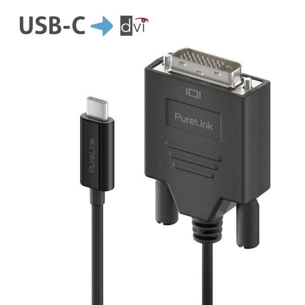 USB-C auf DVI Kabel - 1920x1200 - WUXGA - iSerie - schwarz - 1,00m USB-C auf DVI Kabel - 1920x1200 - WUXGA - iSerie - schwarz - 1,00m