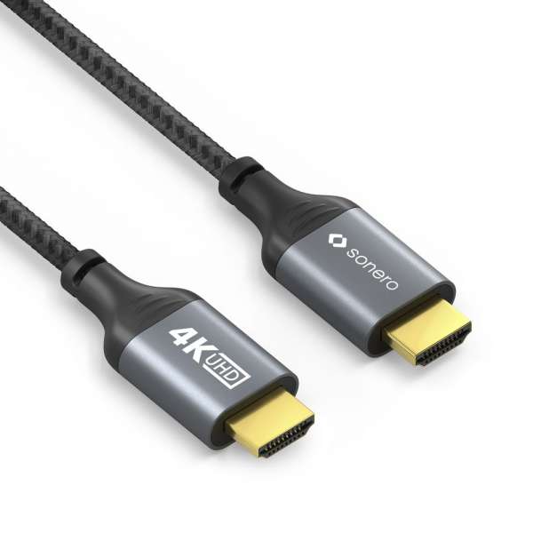 HDMI auf HDMI Kabel - 4K60 - grau/schwarz - 1,00m