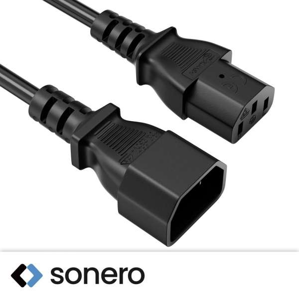 Netzkabel - IEC Verlängerung IEC (C13) auf IEC (C14) gerade - 2.00m - schwarz