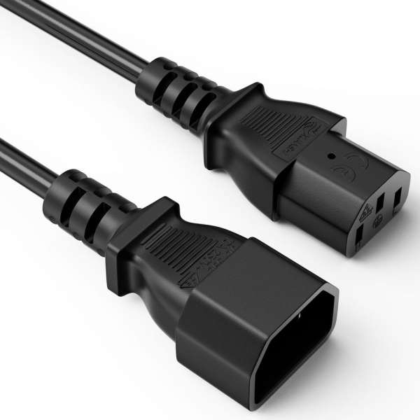 Netzkabel - IEC Verlängerung IEC (C13) auf IEC (C14) gerade - 1.00m - schwarz