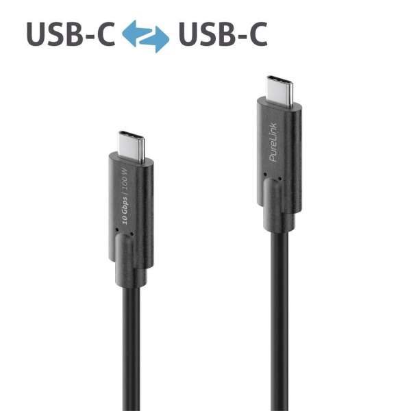 USB-C auf USB-C Kabel - 3.1 Gen 2, 5A, 10G, DP Alt Mode - iSerie - schwarz - 0,50m