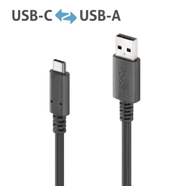 Aktives USB-C auf USB-A Kabel - USB 3.2 Gen2x1, 3A, 10Gbps - PureInstall 3,00m