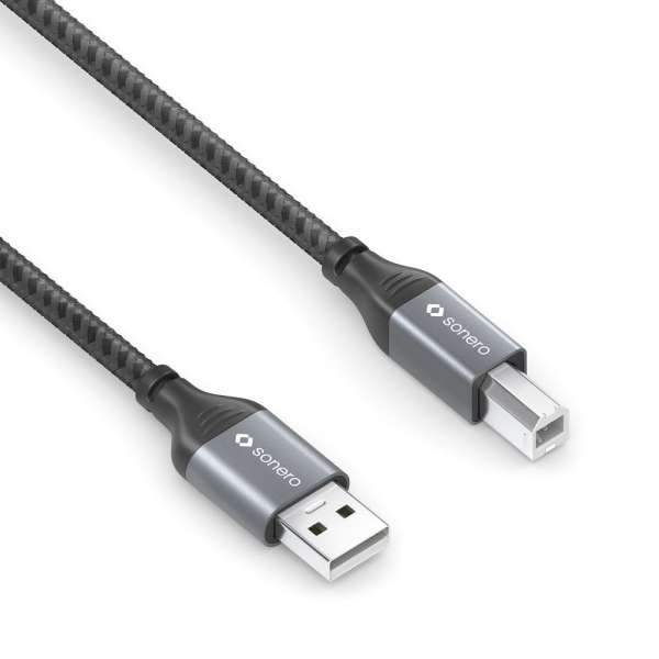 sonero USB 2.0 Kabel - A/B - Aluminium - space grey/schwarz - 1,00m