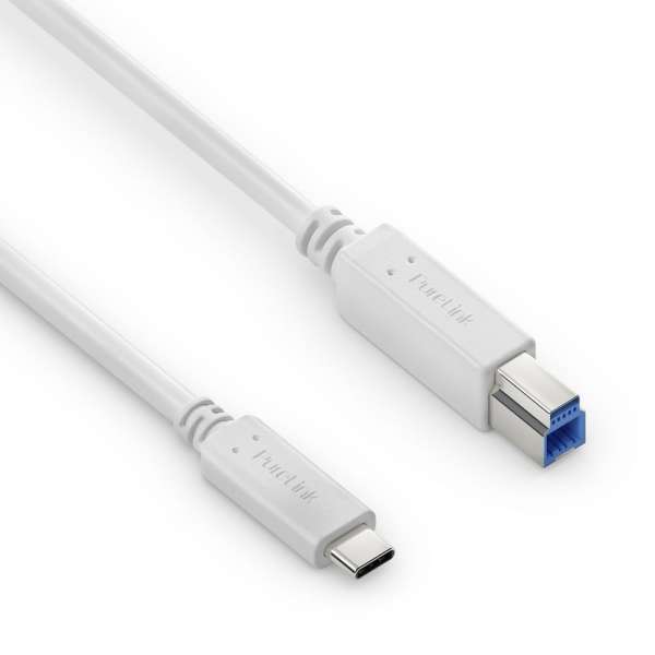 USB-C auf USB-B Kabel - 3.2 Gen 1, 3A/5V/15W, 5G - iSerie - weiß - 1,00m