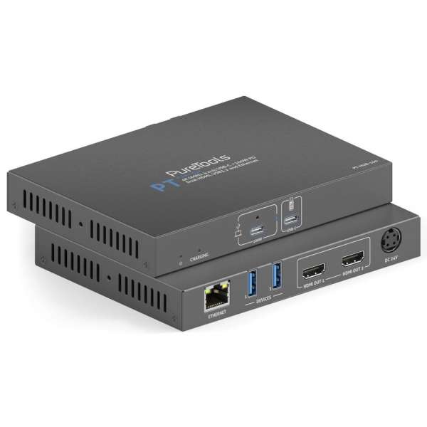 PureTools - ProAV USB-C Alt-Mode Docking Station - 4K (60Hz 4:4:4) USB-C + 100W PD Dual 4K HDMI Ausgang, USB 3.2 und Ethernet