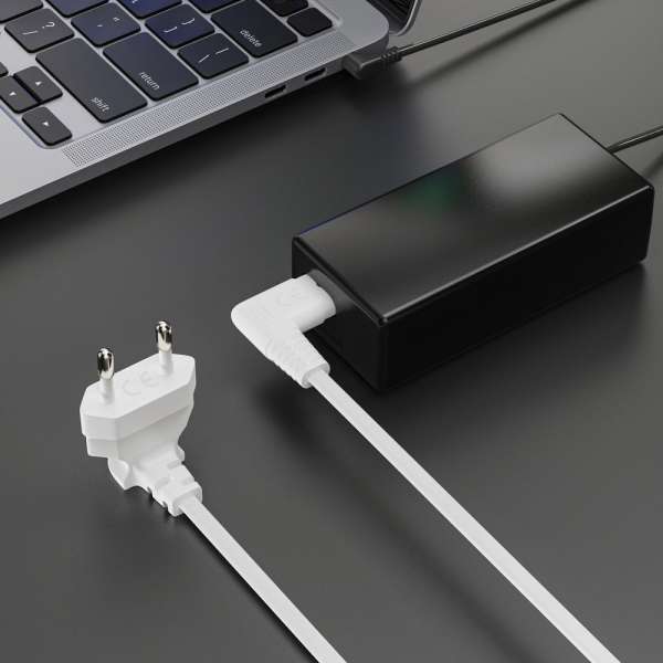 Netzkabel - Euro Stecker 90° auf IEC Buchse (C7) 90° - 2.00m - weiß