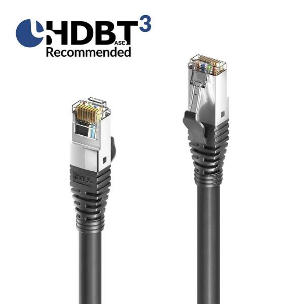 HDBaseT3-zertifiziertes CAT 6A Patchkabel. U/FTP - LSOH - AWG 23 - schwarz - 30,0m