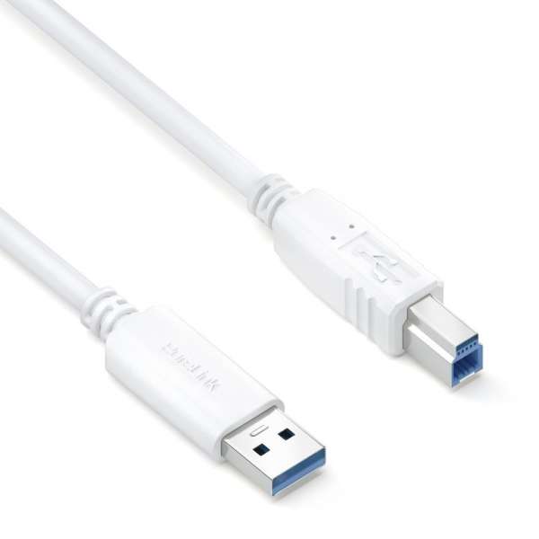 USB-A auf USB-B Kabel - 3.2 Gen1, 3A/5V/15W, 5G - iSerie - weiß - 2,00m