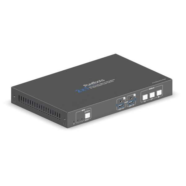 PureTools - 2x1 USB-C KVM Switcher - 4K (60Hz 4:4:4) Dual USB-C mit 100W PD