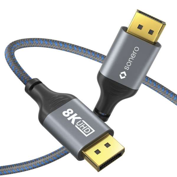 DisplayPort auf DisplayPort Kabel - 8K60 - grau/blau - 1,00m