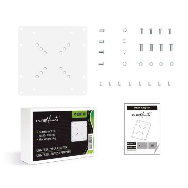 PureMounts® Universeller VESA Adapter 50x50 bis 200x200 weiß