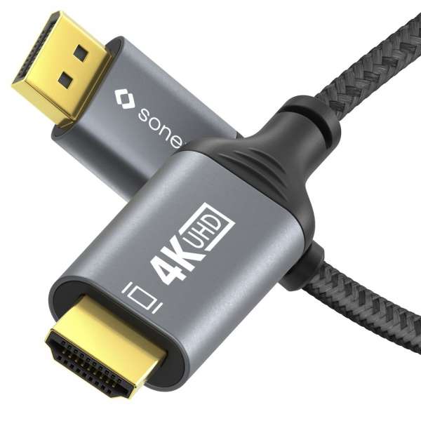 DisplayPort auf HDMI Kabel - 4K60 - grau/schwarz - 2,00m