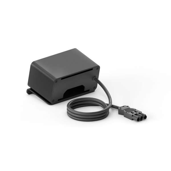 mediahub2 - 5 -Slot, freistehend, On-Table Design - schwarzes Gehäuse und mattschwarze Module. 65W PD-Modul + 3 Leerplätze. Buchse - Keine AC-Buchse. Stecker - Wieland GST18