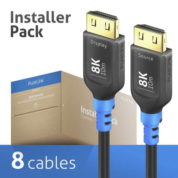 FlexInstall AOC HDMI Kabel 8K 48Gbps 10.0m - Installer Pack 8 stk.