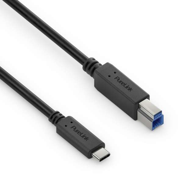 USB-C auf USB-B Kabel - 3.2 Gen 1, 3A/5V/15W, 5G - iSerie - schwarz - 1,00m