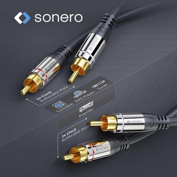 sonero 2x Cinch Stereo Audio Kabel 0,5m