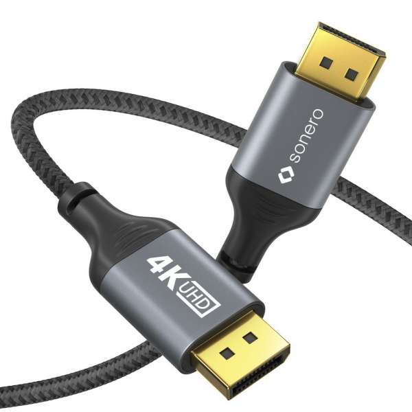 DisplayPort auf DisplayPort Kabel - 4K60 - grau/schwarz - 3,00m