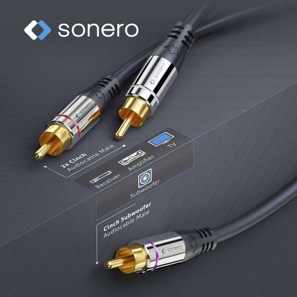 sonero Cinch auf 2x Cinch Subwoofer Kabel 3,0m