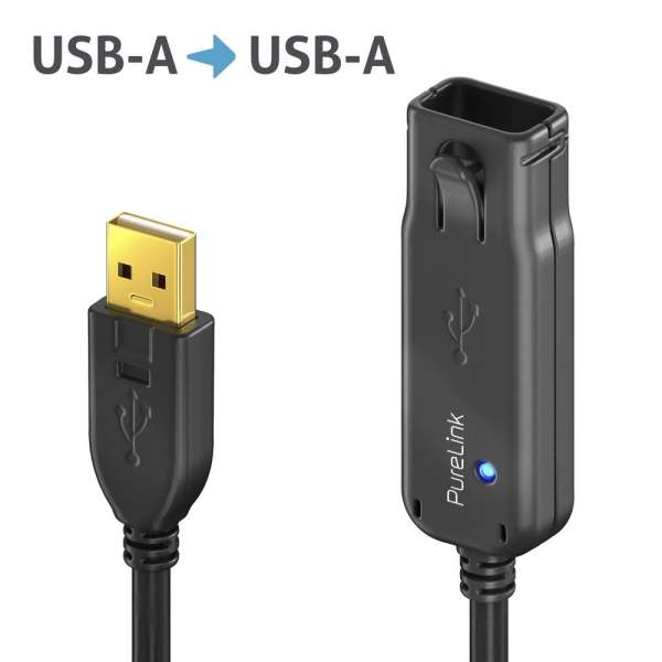 USB 2.0 Aktiv Verlängerung - schwarz - 6,00m