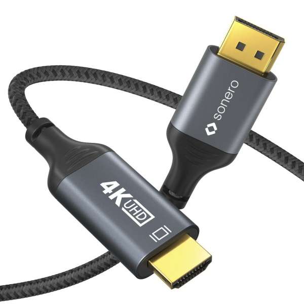 DisplayPort auf HDMI Kabel - 4K60 - grau/schwarz - 3,00m