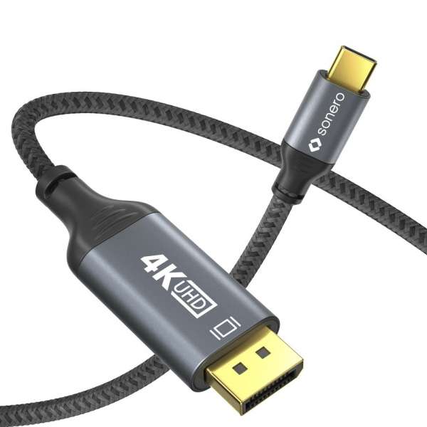 USB-C auf DisplayPort Adapter - 4K60, 21,6Gbps - grau/schwarz - 0,10m