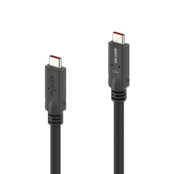 USB-C auf USB-C Kabel mit E-marker USB4 Gen2x2 20Gbps, 240W - PureInstall 1.00m
