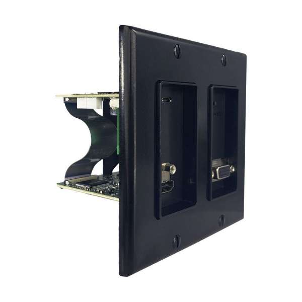 JustAddPower - Ultra Series 2-Gang 4K Wallplate Encoder (Transmitter) mit USB- und VGA-Anschlüssen - schwarz