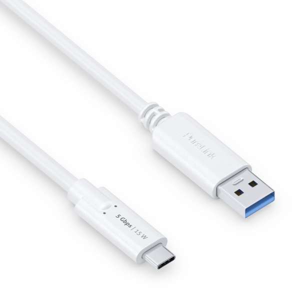 USB-C auf USB-A Kabel - 3.1 Gen 1, 3A/5V/15W, 5G - iSerie - weiß - 2,00m
