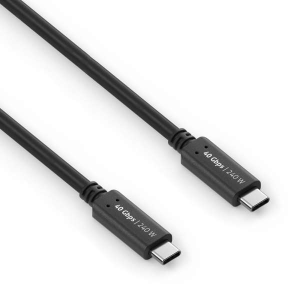 USB-C auf USB-C Kabel - USB4 Gen 3x2, 5A, EPR 240W, 40G, DP Alt Mode - iSerie - schwarz - 1,00m