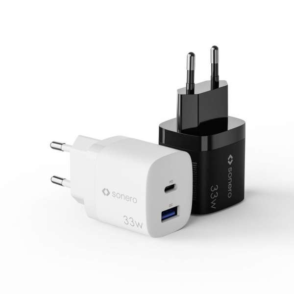 sonero USB-C & USB-A GaN Ladegerät - 2 Port - 33W PD - schwarz