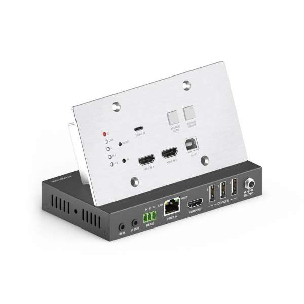 PureTools - HDBaseT Wall Plate Extender Set, 4K (60Hz 4:4:4) mit USB2.0 KVM