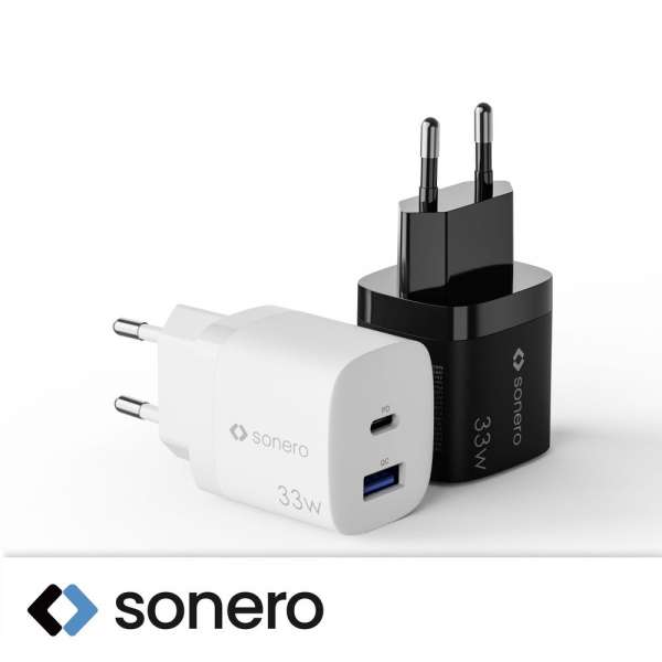 sonero USB-C & USB-A GaN Ladegerät - 2 Port - 33W PD - weiß