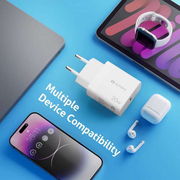 sonero USB-C Ladegerät - 1 Port - 20W PD - weiß