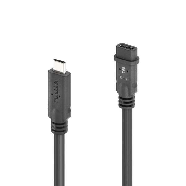 USB-C auf USB-C Verlängerungskabel USB4 Gen2x2 20Gbps - PureInstall 0.50m