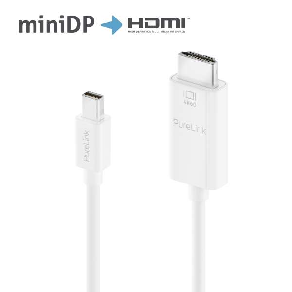 Mini DisplayPort auf HDMI Kabel - 4K60 - iSerie - weiß - 1,50m