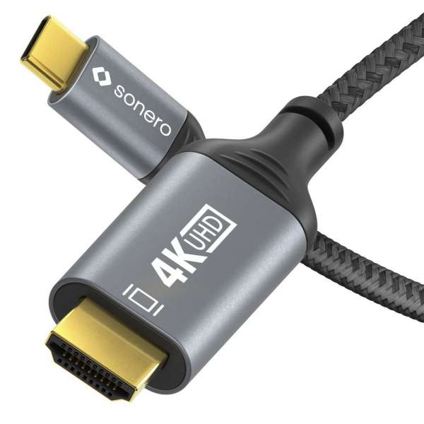 USB-C auf HDMI Adapter - 4K60, 18Gbps - grau/schwarz - 0,10m