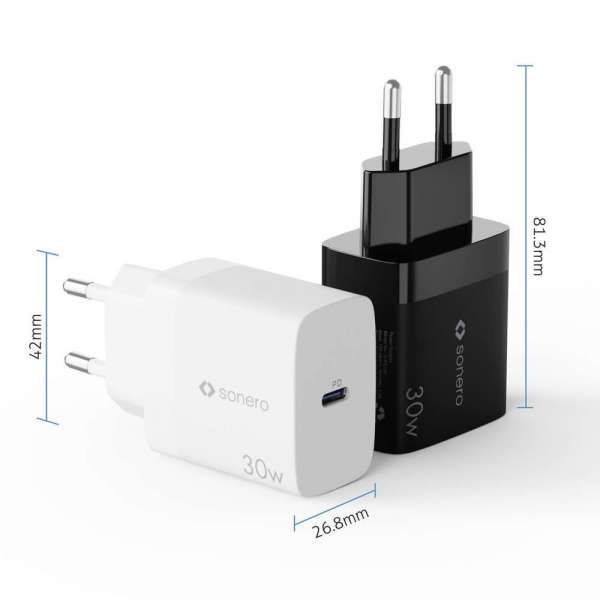 sonero USB-C GaN Ladegerät - 1 Port - 30W PD - weiß