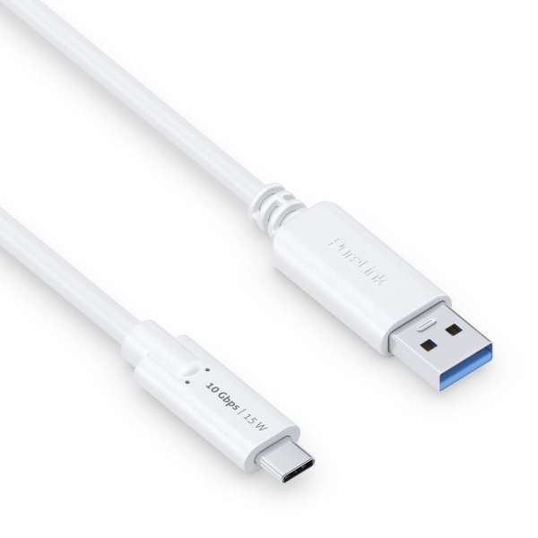 USB-C auf USB-A Kabel - 3.1 Gen 2, 3A/5V/15W, 10G - iSerie - weiß - 1,00m