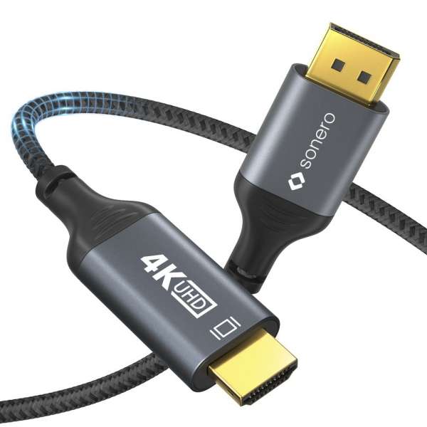 DisplayPort auf HDMI Kabel - 4K60 - grau/schwarz - 3,00m