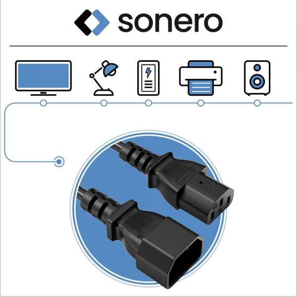 Netzkabel - IEC Verlängerung IEC (C13) auf IEC (C14) gerade - 5.00m - schwarz