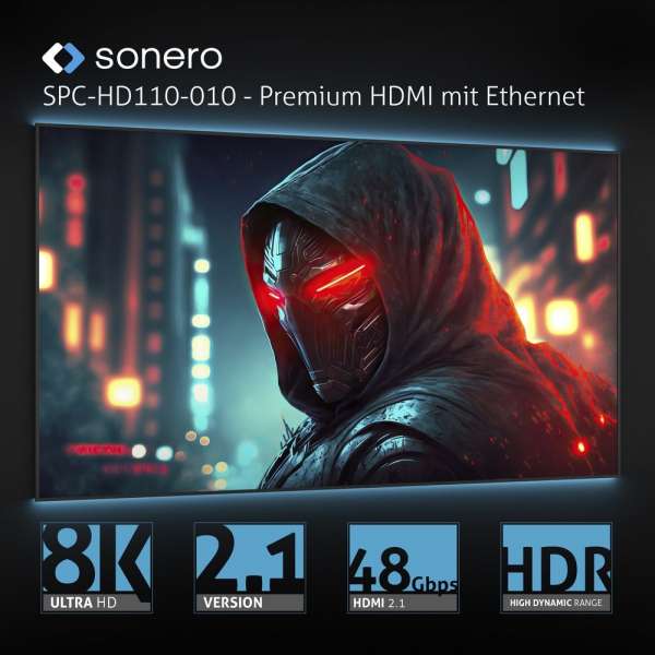 HDMI auf HDMI Kabel - 8K60 - grau/blau - 2,00m