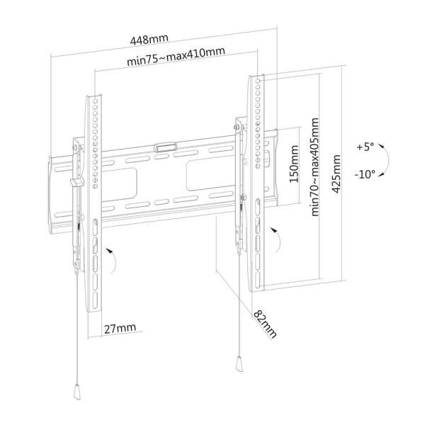 PureMounts® TV Halterung mit verstellbaren Armen gegen Diebstahl - VESA 400x400, schwarz
