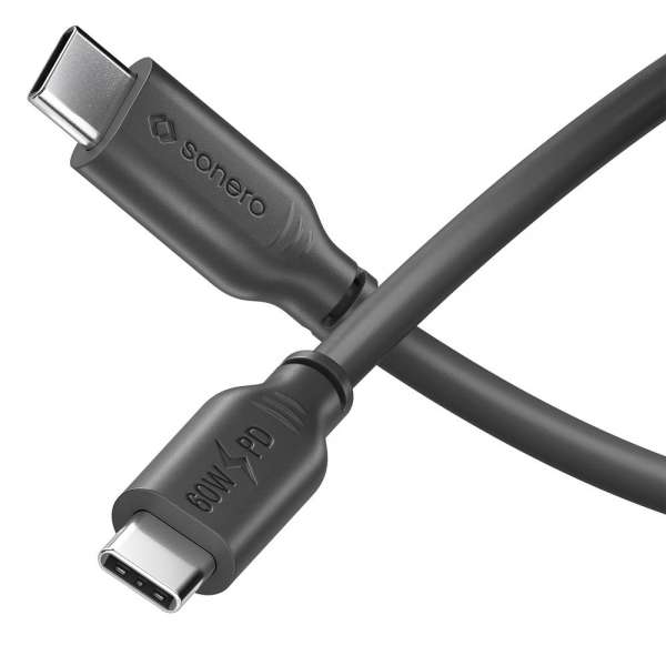 USB-C auf USB-C Ladekabel - USB 2.0, 60W PD - schwarz - 1,50m