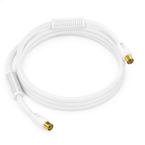 Sonero Antennenkabel IEC Stecker /IEC Buchse mit Ferrite 20,0m, weiß