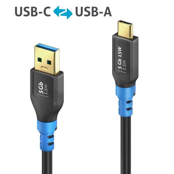 FlexInstall USB-C auf USB-A Kabel USB 3.2 Gen1x1 5Gbps 1.50m