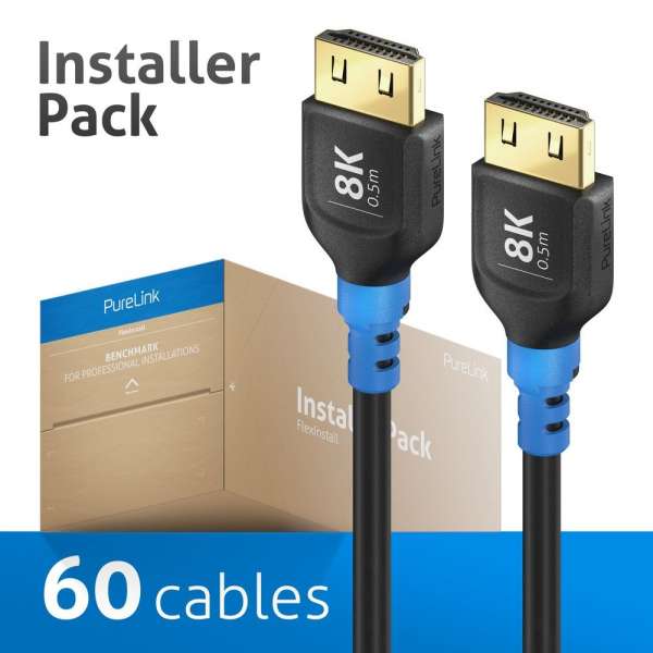 FlexInstall HDMI Kabel 8K, 0.50m - Installer Pack 60 stk.