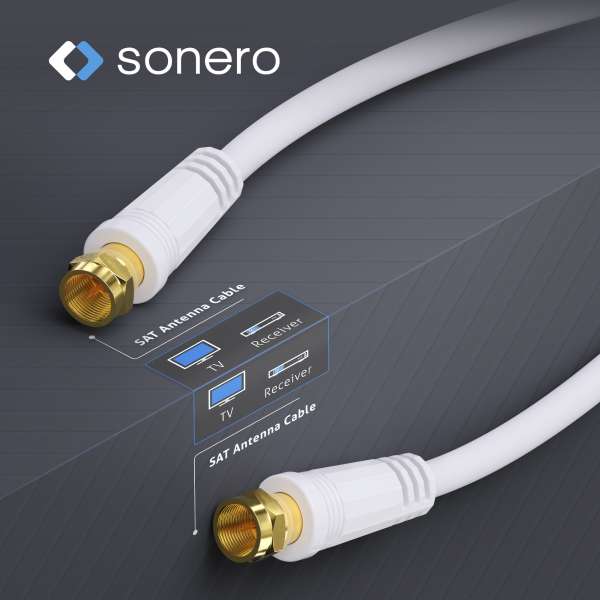 Sonero SAT Kabel, Class A, F Stecker / F Stecker, 7,50m , weiß