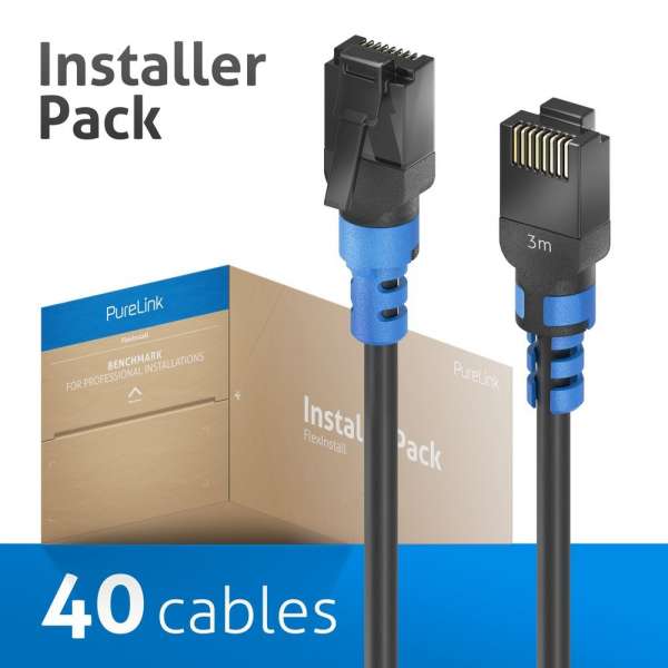 FlexInstall Patchkabel Cat.6A UTP 3.00m - Installer Pack 40 stk.